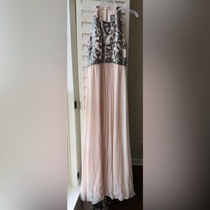 Vince Camuto Women’s Blush Pink With Silver Sequin Top Long Dress- Size 4